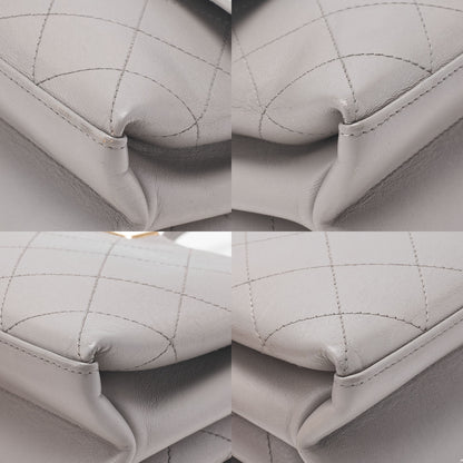 CHANEL Lambskin Matelasse Outside Flap 2WAY Chain Shoulder Gray Gold-Tone Hardware, Pre-Owned