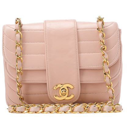 CHANEL Lambskin Mademoiselle Bicolore Chain Shoulder Pink Gold-Tone Hardware, Pre-Owned