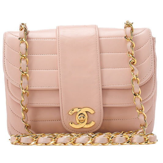 CHANEL Lambskin Mademoiselle Bicolore Chain Shoulder Pink Gold-Tone Hardware, Pre-Owned