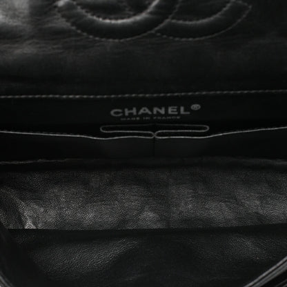 CHANEL Chain Shoulder Bag Matelasse Double Flap Lambskin Black Silver-Tone Hardware, Pre-Owned
