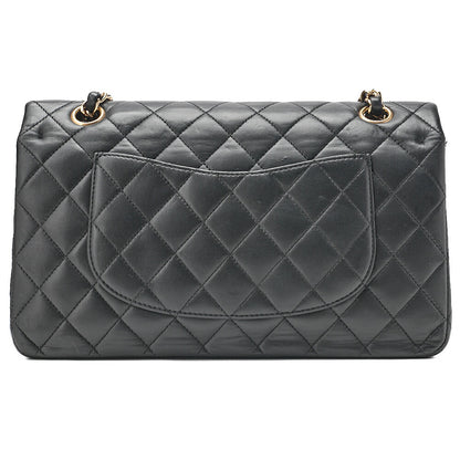 CHANEL Chain Shoulder Bag Matelasse Double Flap 25cm Lambskin Black Gold-Tone Hardware, Pre-Owned