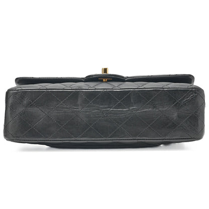 CHANEL Chain Shoulder Bag Matelasse Double Flap 25cm Lambskin Black Gold-Tone Hardware, Pre-Owned