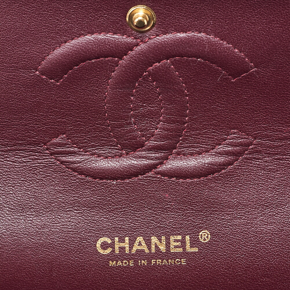 CHANEL Chain Shoulder Bag Matelasse Double Flap 25cm Lambskin Black Gold-Tone Hardware, Pre-Owned