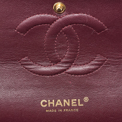 CHANEL Chain Shoulder Bag Matelasse Double Flap 25cm Lambskin Black Gold-Tone Hardware, Pre-Owned