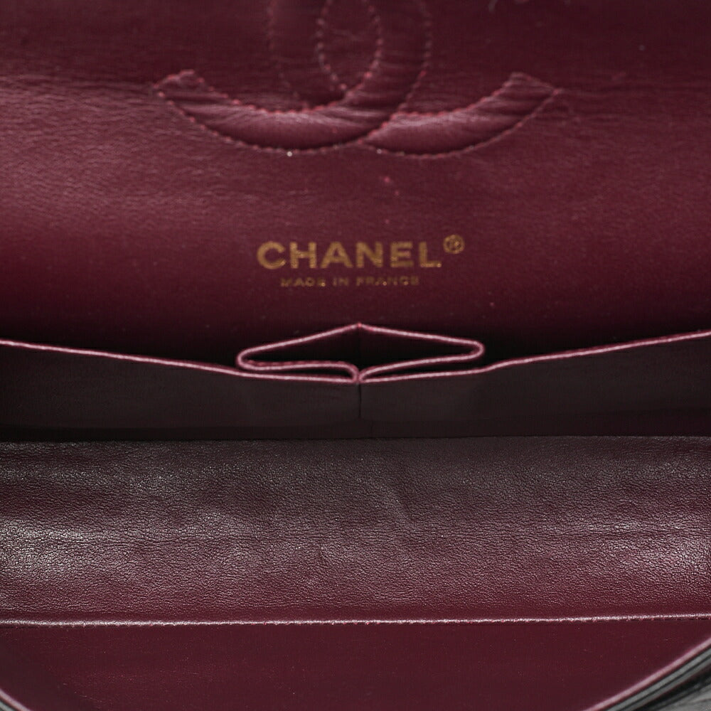 CHANEL Chain Shoulder Bag Matelasse Double Flap 25cm Lambskin Black Gold-Tone Hardware, Pre-Owned