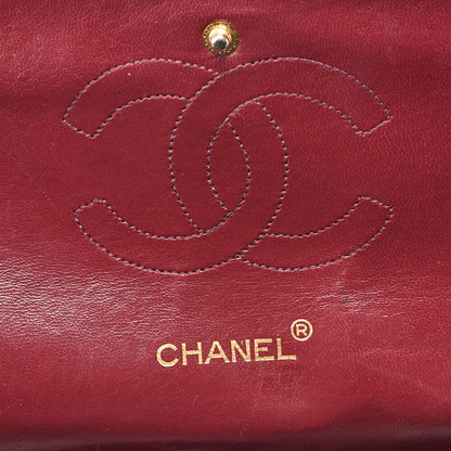 CHANEL Lambskin Matelasse Straight Flap Tang Lock Double Flap Chain Shoulder Bag Black Gold-Tone Hardware, Pre-Owned