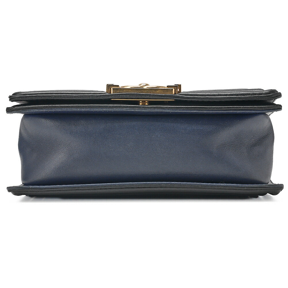 CHANEL Lambskin Matelasse Boy Chanel 20 Chain Shoulder Navy x Black Gold-Tone Hardware, Pre-Owned