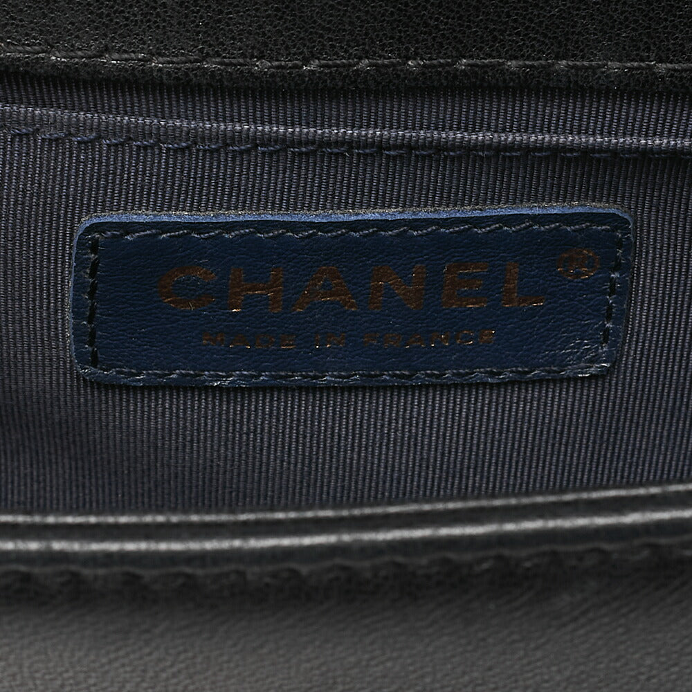 CHANEL Lambskin Matelasse Boy Chanel 20 Chain Shoulder Navy x Black Gold-Tone Hardware, Pre-Owned