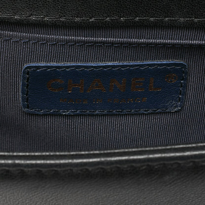 CHANEL Lambskin Matelasse Boy Chanel 20 Chain Shoulder Navy x Black Gold-Tone Hardware, Pre-Owned