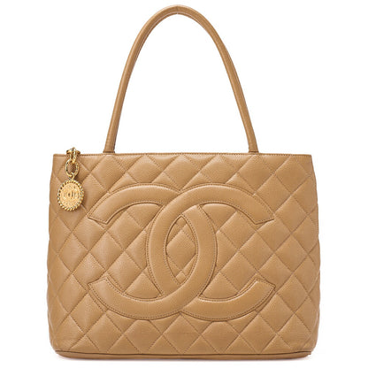 CHANEL Chanel Matelasse Reissue Tote Bag Caviar Skin Beige Gold-Tone Hardware, Pre-Owned
