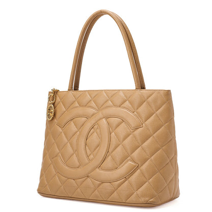 CHANEL Chanel Matelasse Reissue Tote Bag Caviar Skin Beige Gold-Tone Hardware, Pre-Owned
