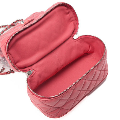 CHANEL Vintage Calf Matelasse Turn Lock Backpack Style Chain Shoulder Pink Silver-Tone Hardware, Pre-Owned