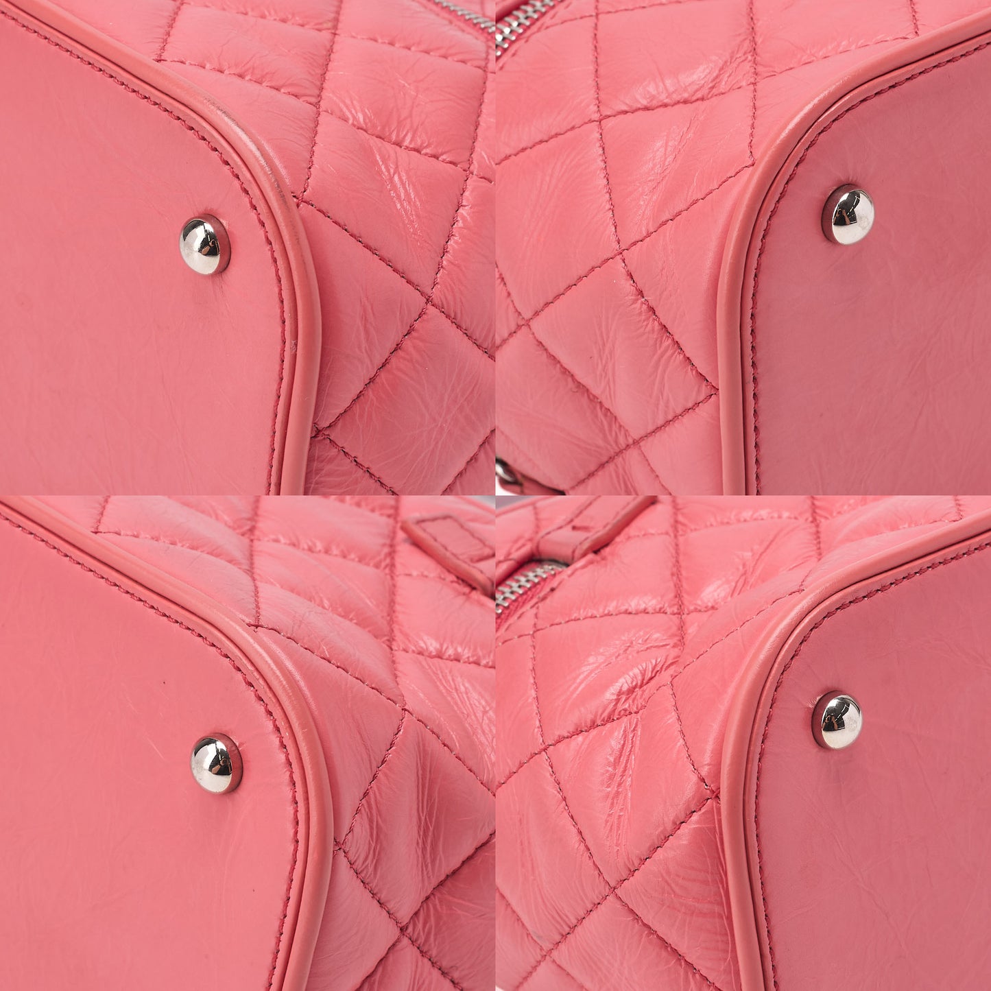CHANEL Vintage Calf Matelasse Turn Lock Backpack Style Chain Shoulder Pink Silver-Tone Hardware, Pre-Owned