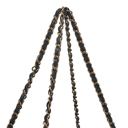 CHANEL Sparkle Leather Matelasse with Coco Charm Double Chain Shoulder Black Gold-Tone Hardware, Pre-Owned