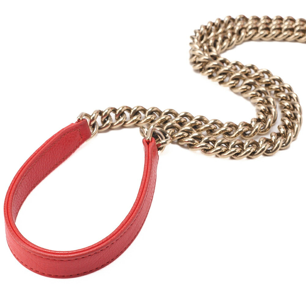 CHANEL Chanel Matelasse Logo Plate 2-Way Chain Shoulder Calfskin Red Gold-Tone Hardware, Pre-Owned