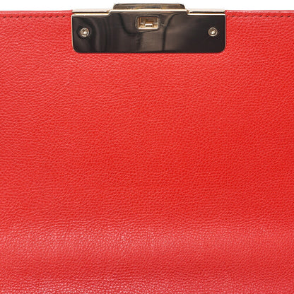 CHANEL Chanel Matelasse Logo Plate 2-Way Chain Shoulder Calfskin Red Gold-Tone Hardware, Pre-Owned