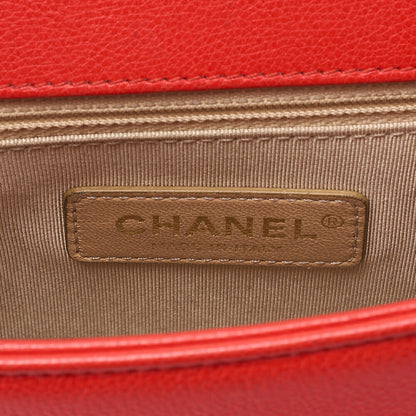 CHANEL Chanel Matelasse Logo Plate 2-Way Chain Shoulder Calfskin Red Gold-Tone Hardware, Pre-Owned