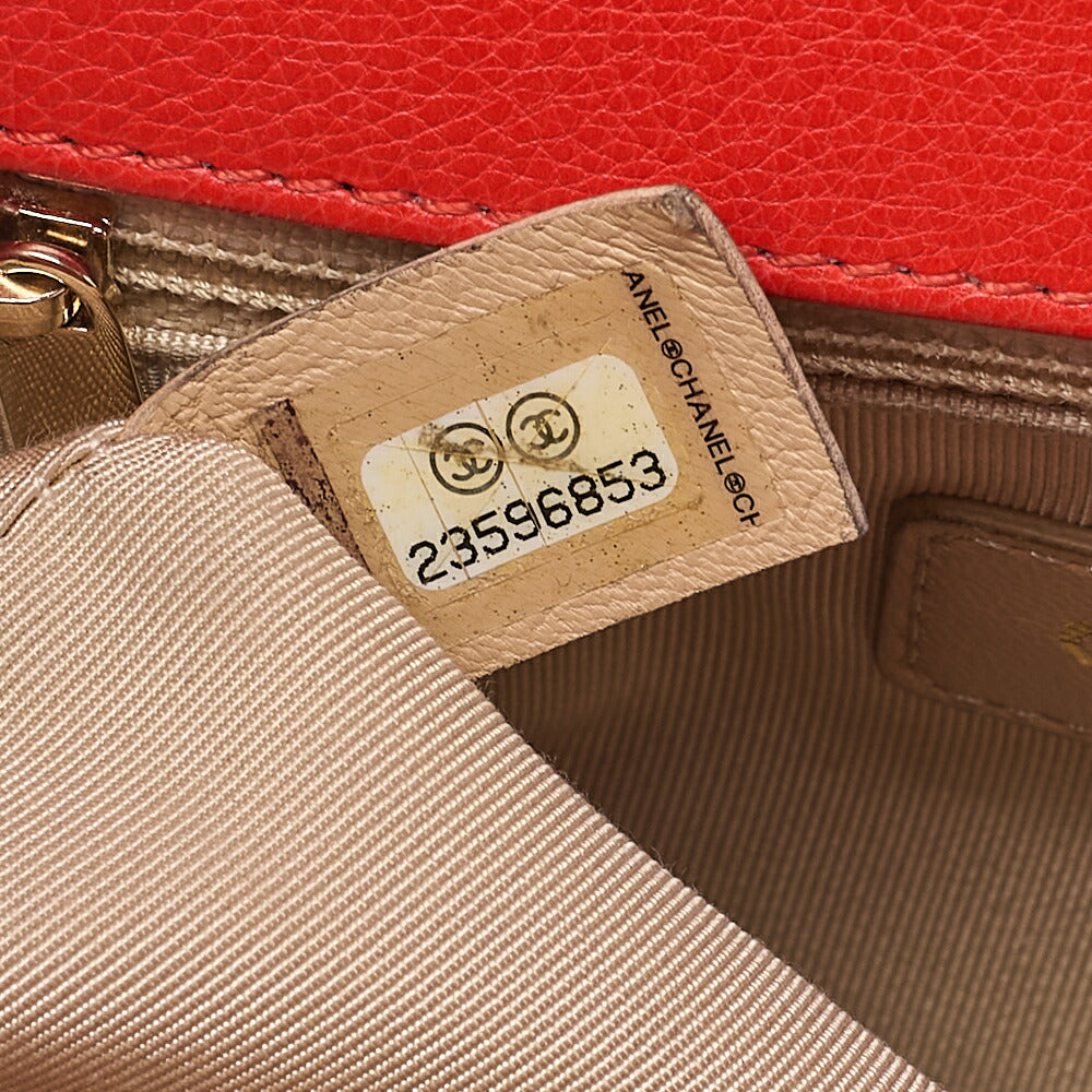 CHANEL Chanel Matelasse Logo Plate 2-Way Chain Shoulder Calfskin Red Gold-Tone Hardware, Pre-Owned