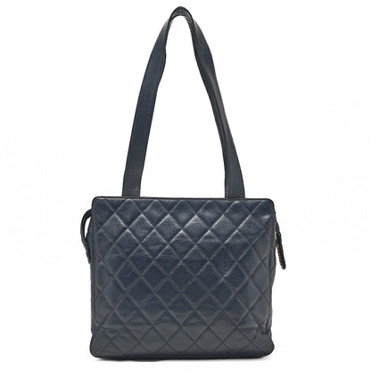 CHANEL Chanel Caviar Skin Matelasse Turn Lock Tote Bag Navy Gold-Tone Hardware, Pre-Owned