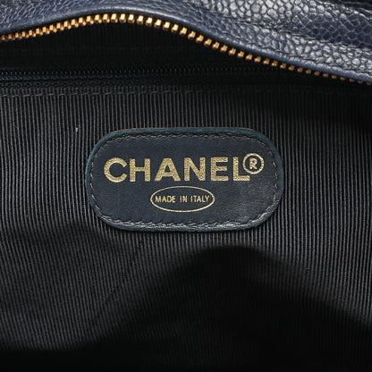 CHANEL Chanel Caviar Skin Matelasse Turn Lock Tote Bag Navy Gold-Tone Hardware, Pre-Owned