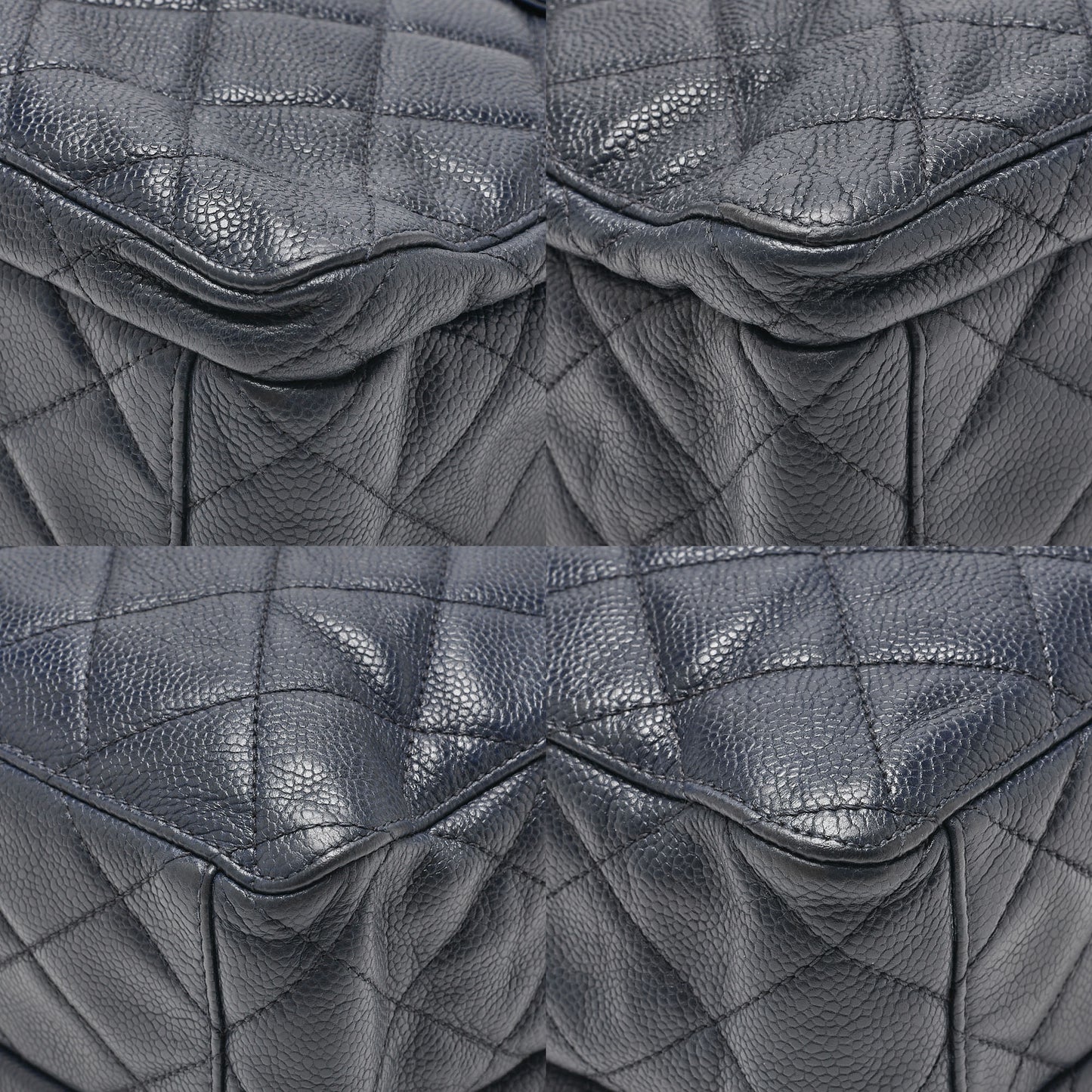 CHANEL Chanel Caviar Skin Matelasse Turn Lock Tote Bag Navy Gold-Tone Hardware, Pre-Owned
