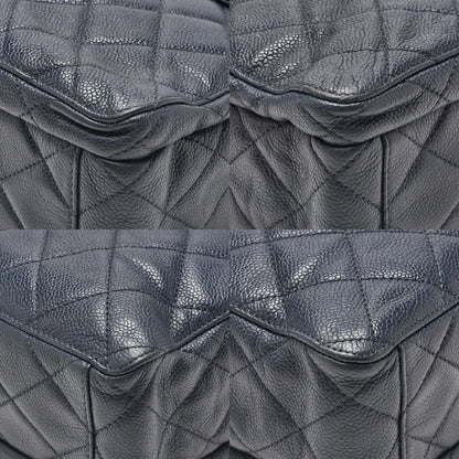 CHANEL Chanel Caviar Skin Matelasse Turn Lock Tote Bag Navy Gold-Tone Hardware, Pre-Owned