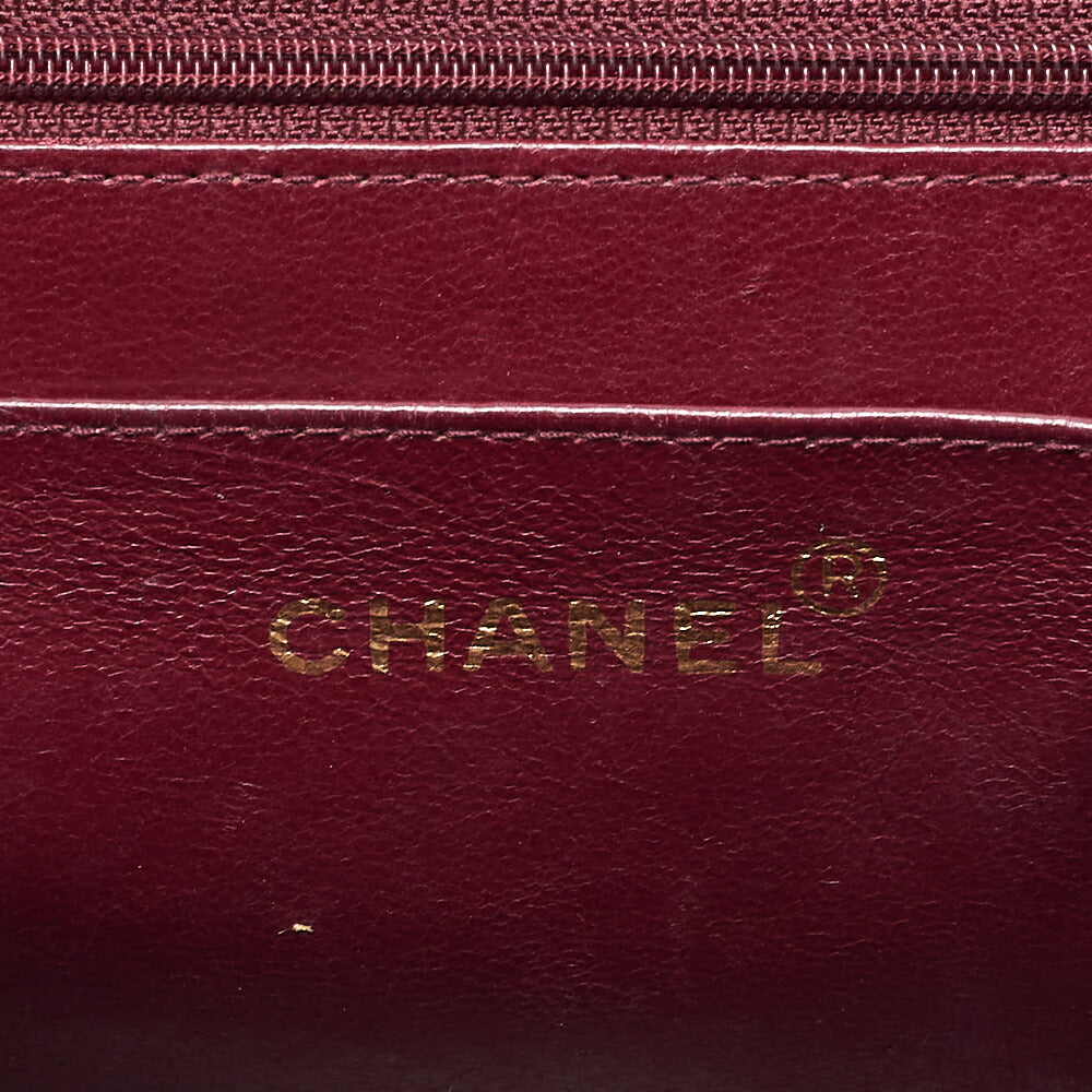 CHANEL Chain Shoulder Bag Deka Matelasse 34cm Single Flap Lambskin Black Gold-Tone Hardware, Pre-Owned