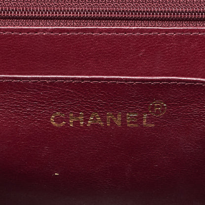 CHANEL Chain Shoulder Bag Deka Matelasse 34cm Single Flap Lambskin Black Gold-Tone Hardware, Pre-Owned
