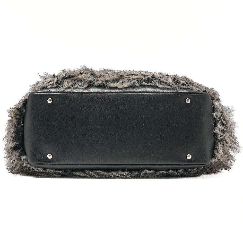 CHANEL Paris Biarritz Fantasy Fur Coco Charm Tote Bag Black Silver-Tone Hardware, Pre-Owned