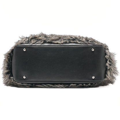 CHANEL Paris Biarritz Fantasy Fur Coco Charm Tote Bag Black Silver-Tone Hardware, Pre-Owned