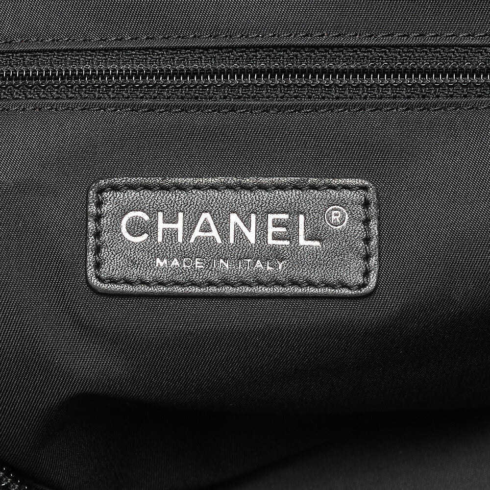 CHANEL Paris Biarritz Fantasy Fur Coco Charm Tote Bag Black Silver-Tone Hardware, Pre-Owned