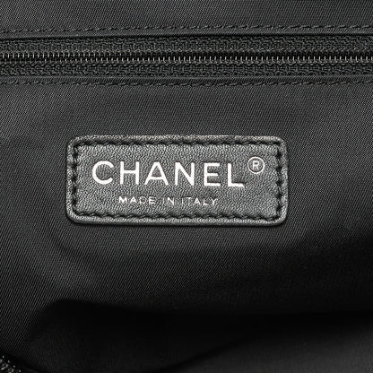 CHANEL Paris Biarritz Fantasy Fur Coco Charm Tote Bag Black Silver-Tone Hardware, Pre-Owned