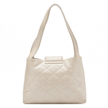 CHANEL Tote Bag Matelasse Turn Rock Bicolore Caviar Skin Ivory Gold-Tone Hardware, Pre-Owned