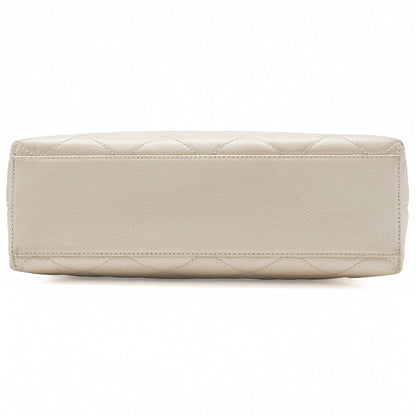 CHANEL Tote Bag Matelasse Turn Rock Bicolore Caviar Skin Ivory Gold-Tone Hardware, Pre-Owned