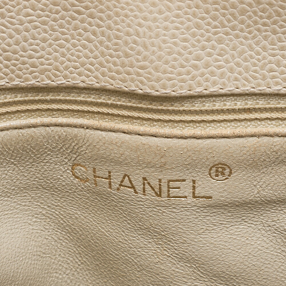 CHANEL Tote Bag Matelasse Turn Rock Bicolore Caviar Skin Ivory Gold-Tone Hardware, Pre-Owned