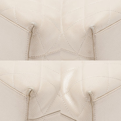 CHANEL Tote Bag Matelasse Turn Rock Bicolore Caviar Skin Ivory Gold-Tone Hardware, Pre-Owned