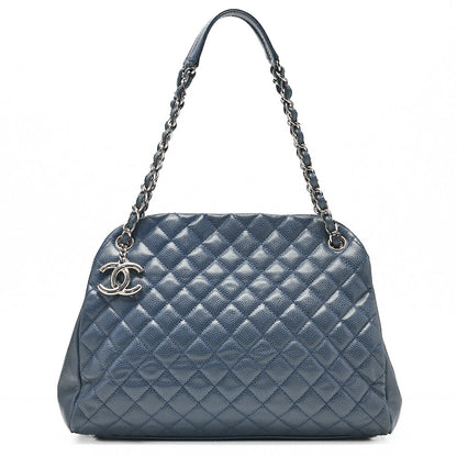 CHANEL Caviar Skin Matelasse with Coco Charm Boring Bag Navy Tone Silver-Tone Hardware, Pre-Owned
