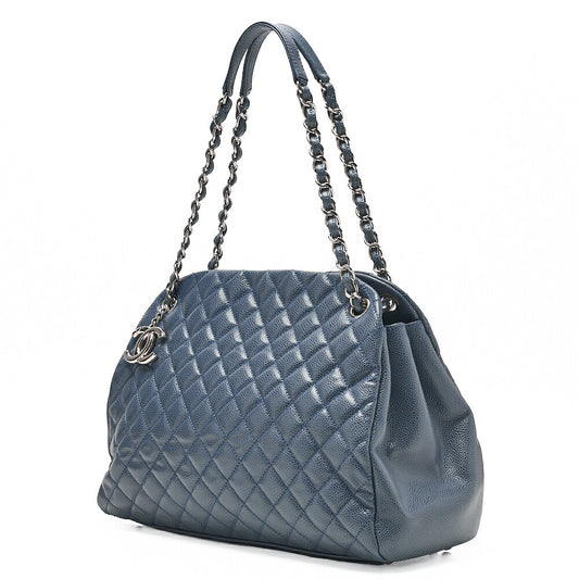 CHANEL Caviar Skin Matelasse with Coco Charm Boring Bag Navy Tone Silver-Tone Hardware, Pre-Owned