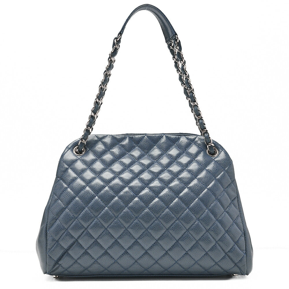 CHANEL Caviar Skin Matelasse with Coco Charm Boring Bag Navy Tone Silver-Tone Hardware, Pre-Owned