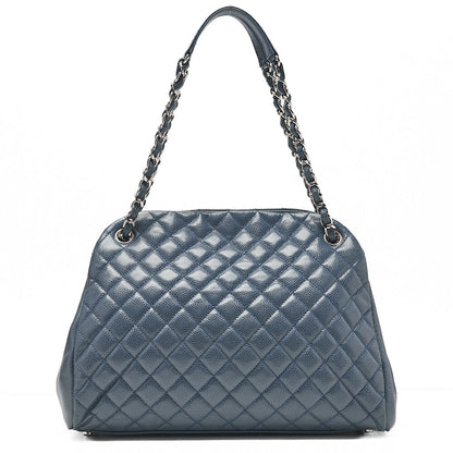 CHANEL Caviar Skin Matelasse with Coco Charm Boring Bag Navy Tone Silver-Tone Hardware, Pre-Owned