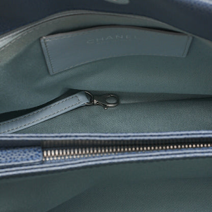 CHANEL Caviar Skin Matelasse with Coco Charm Boring Bag Navy Tone Silver-Tone Hardware, Pre-Owned