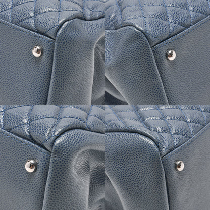 CHANEL Caviar Skin Matelasse with Coco Charm Boring Bag Navy Tone Silver-Tone Hardware, Pre-Owned