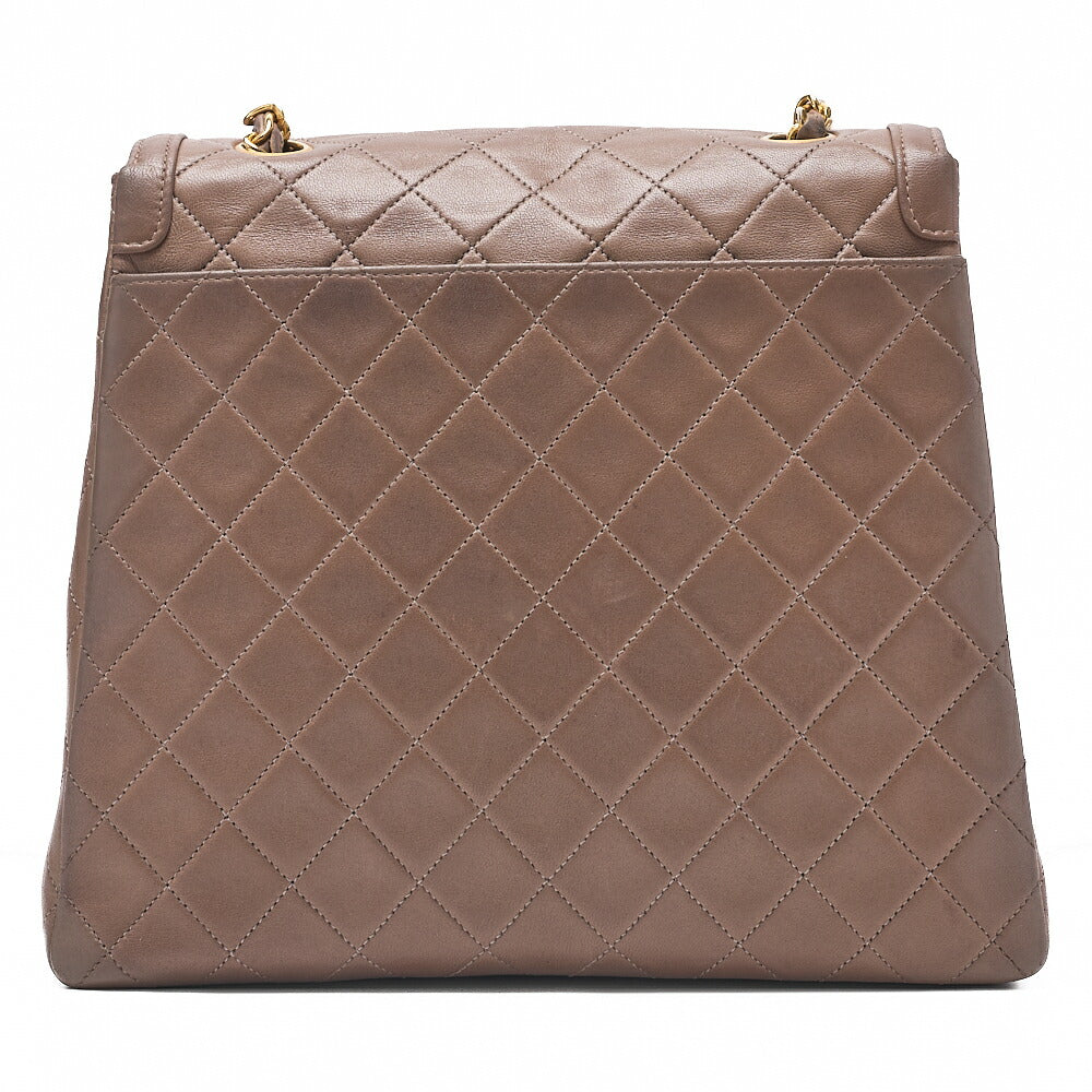 CHANEL Lambskin Matelasse Trapezoidal Single Chain Shoulder Bag Brown Gold-Tone Hardware, Pre-Owned