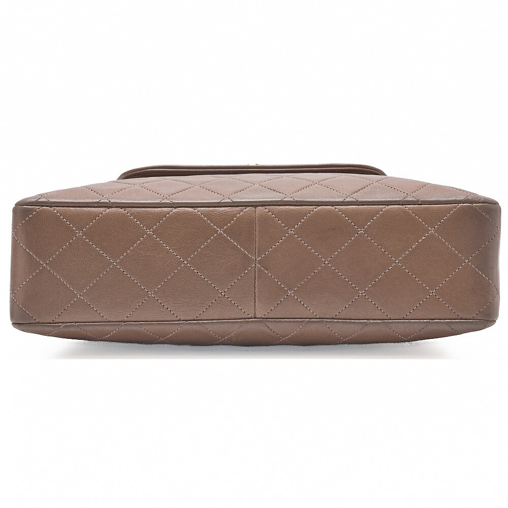 CHANEL Lambskin Matelasse Trapezoidal Single Chain Shoulder Bag Brown Gold-Tone Hardware, Pre-Owned