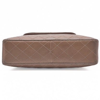 CHANEL Lambskin Matelasse Trapezoidal Single Chain Shoulder Bag Brown Gold-Tone Hardware, Pre-Owned