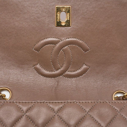 CHANEL Lambskin Matelasse Trapezoidal Single Chain Shoulder Bag Brown Gold-Tone Hardware, Pre-Owned