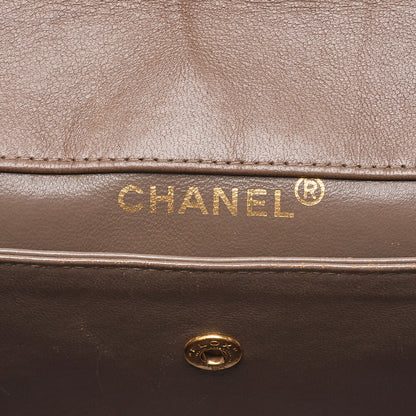 CHANEL Lambskin Matelasse Trapezoidal Single Chain Shoulder Bag Brown Gold-Tone Hardware, Pre-Owned