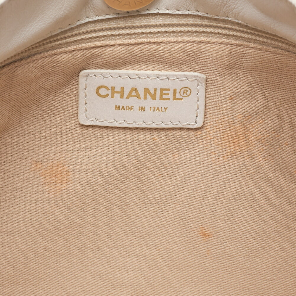 CHANEL Canvas x Lambskin Deka Coco Mark Chain Shoulder Black x White Gold-Tone Hardware, Pre-Owned