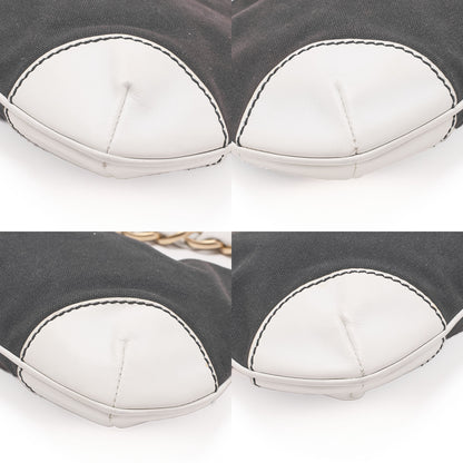 CHANEL Canvas x Lambskin Deka Coco Mark Chain Shoulder Black x White Gold-Tone Hardware, Pre-Owned