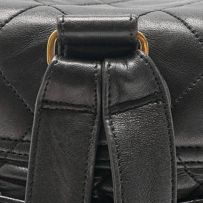 CHANEL Lambskin Coco Mark Chain Backpack Black Gold-Tone Hardware, Pre-Owned